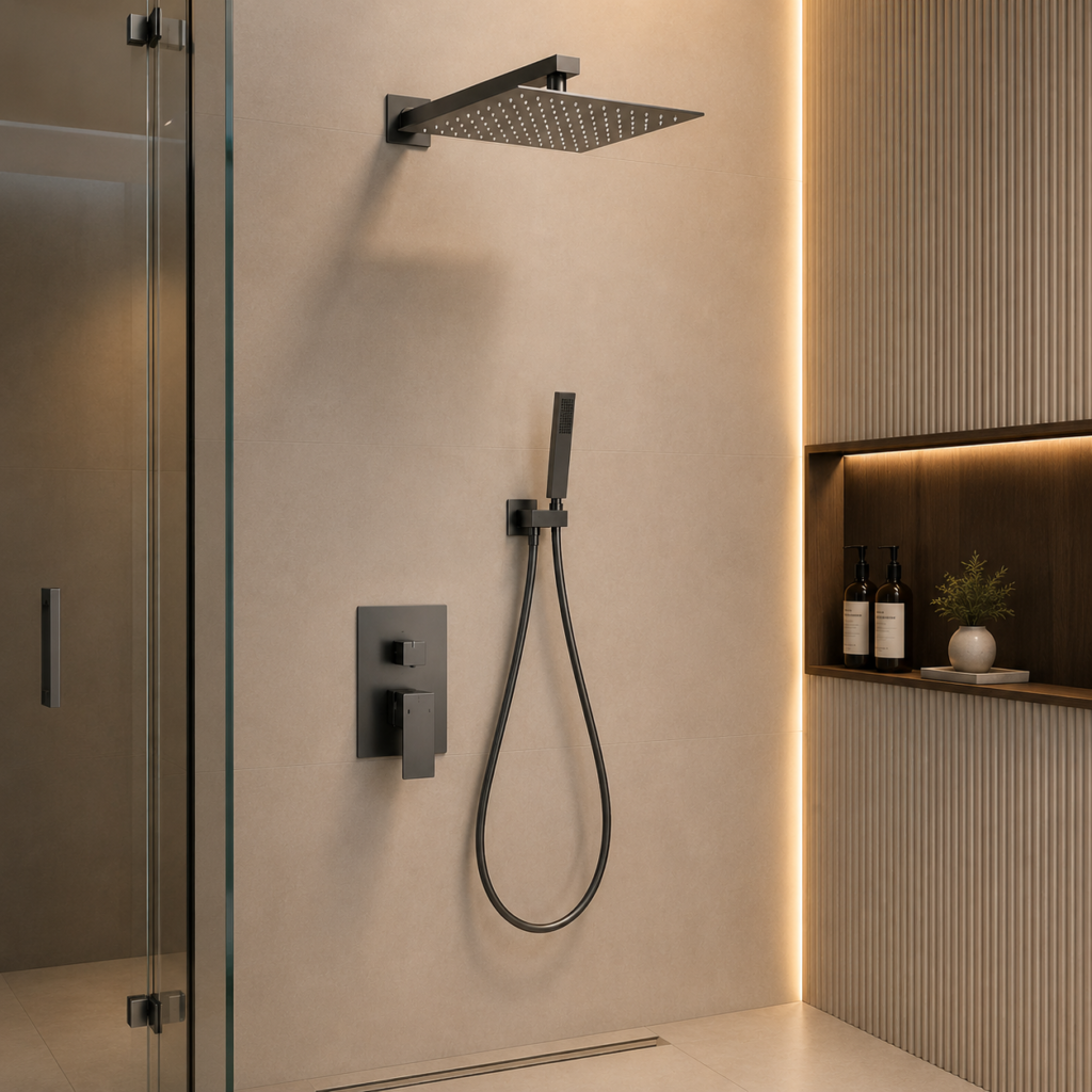 Oro Gunmetal Square Rainfall Shower System