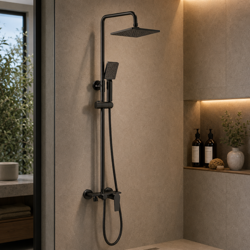 Oro Matte Black Square Rain Shower Set