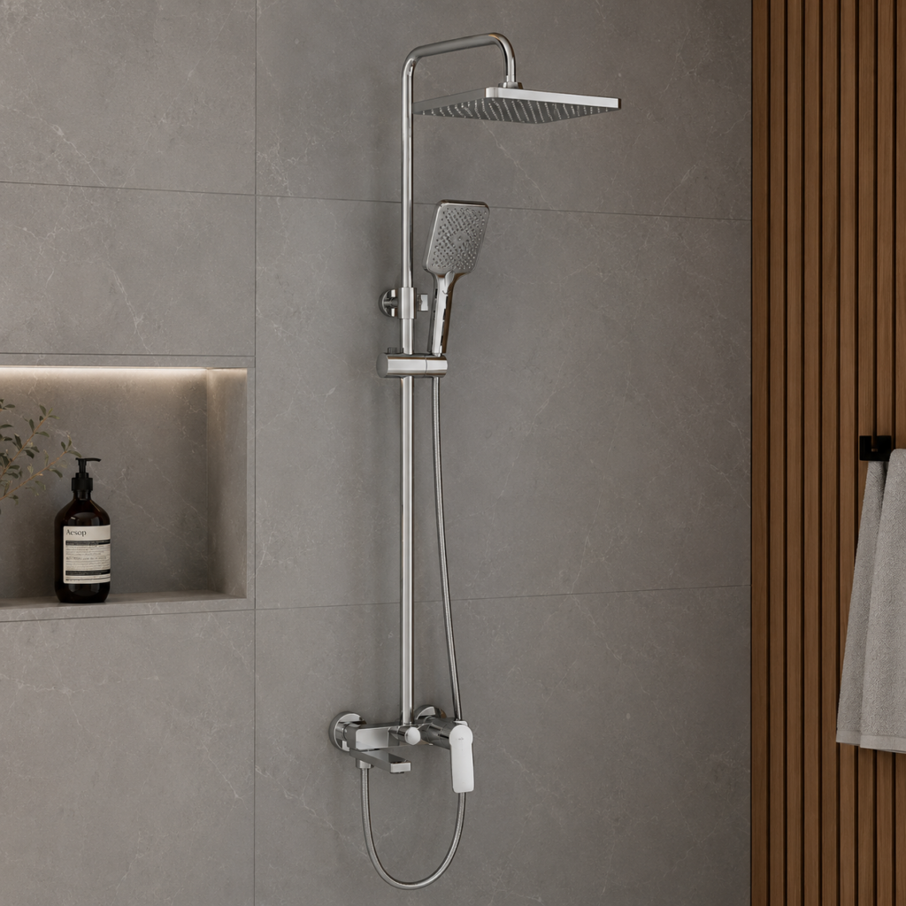 Oro Chrome Square Overhead Shower System
