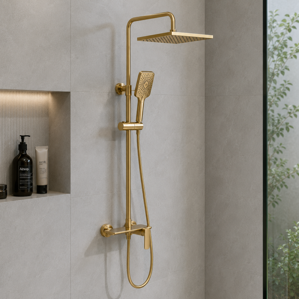Oro Brushed Gold Square Rain Shower Set