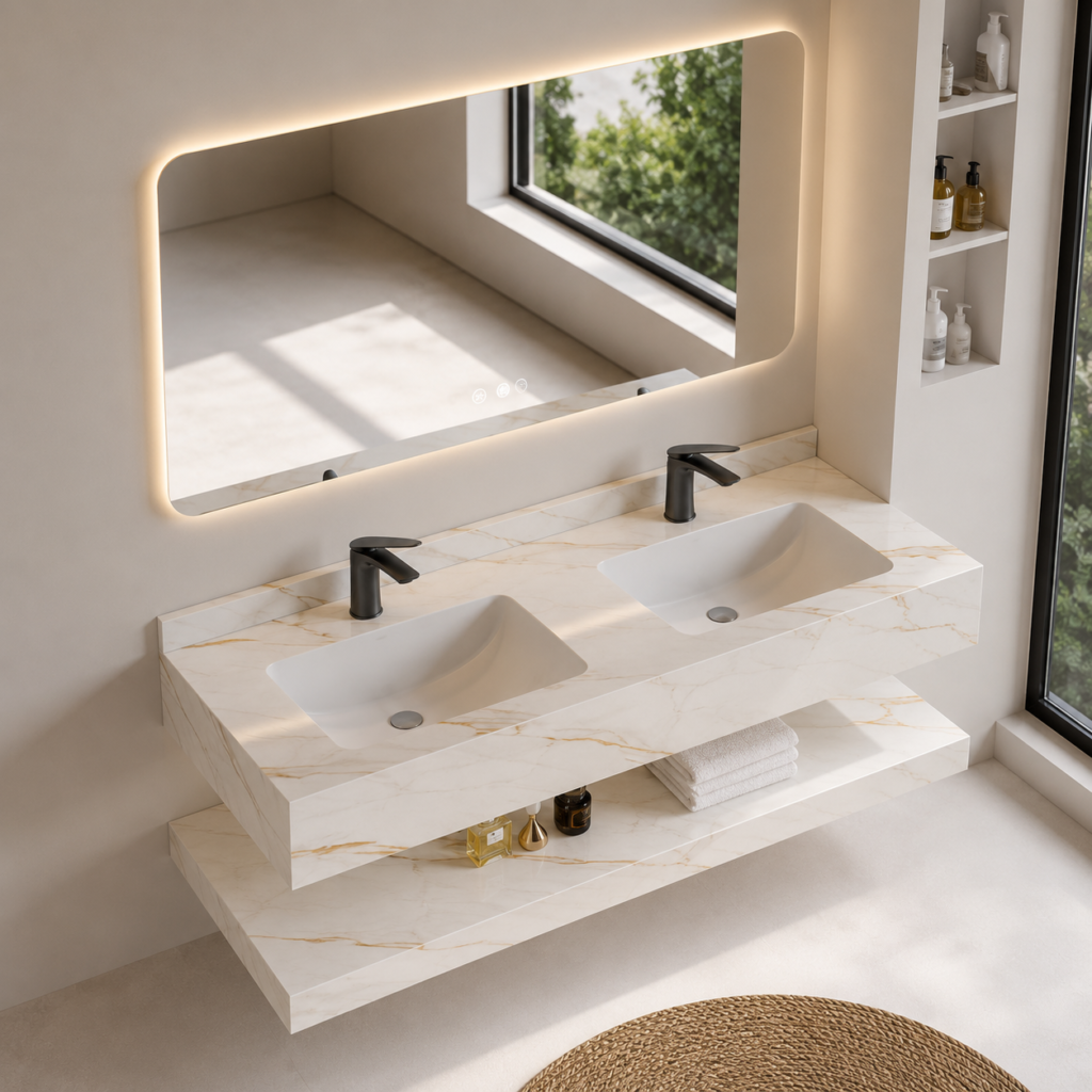Oro Modern Floating Bathroom Vanity with LED Mirror