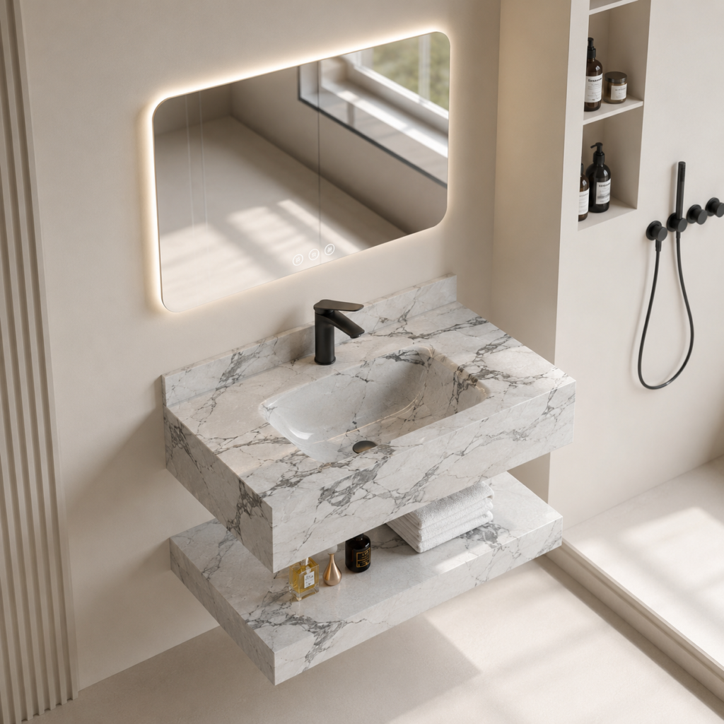 Oro Modern Floating Bathroom Vanity with LED Mirror