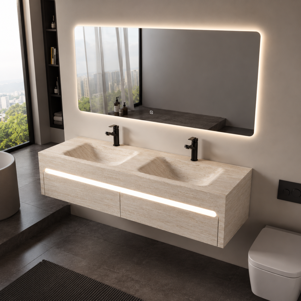 Oro Luxury Wall-Hung Double Sink Vanity