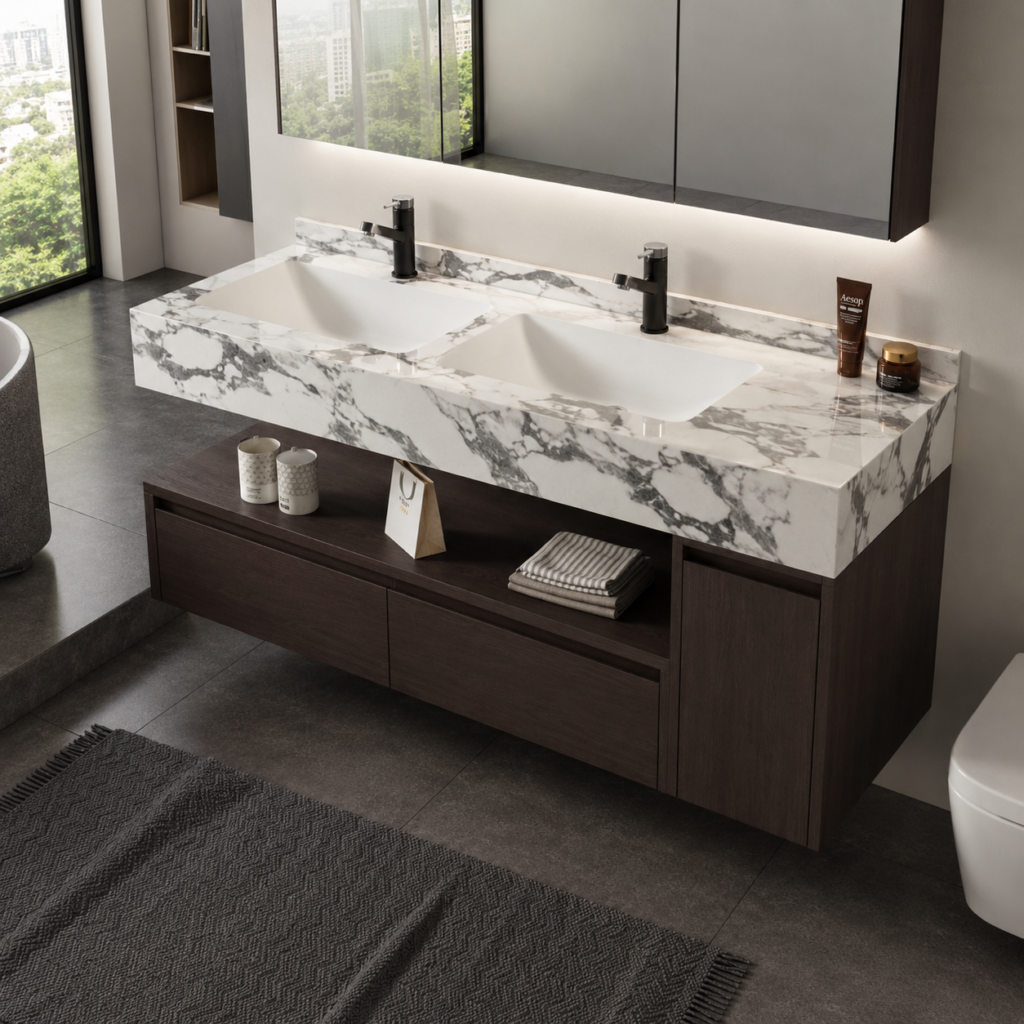 Oro Luxury Wall-Hung Double Sink Vanity