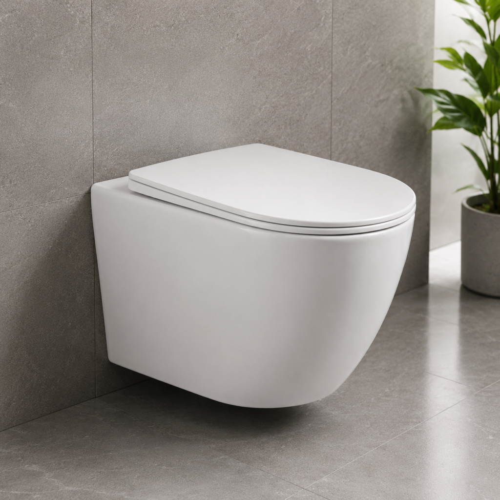 Oro White Rounded Wall-Hung Toilet with Soft-Close Seat